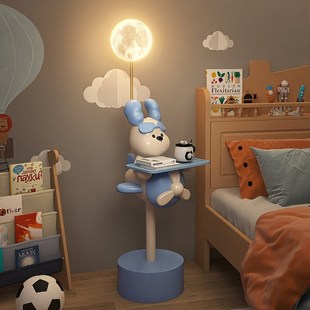 可爱小狗落地灯儿童房卧室床头柜一体灯客厅2024新款置物架子台灯