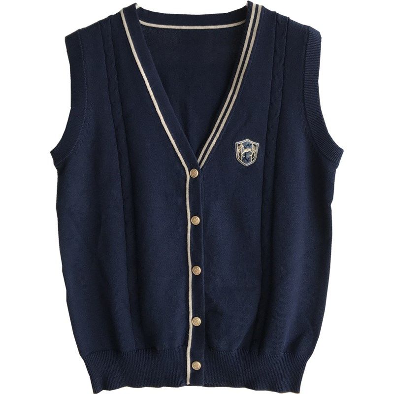 喵丸子jk制服dk毛衣马甲背心开衫学院风针织深灰色宽松外套校供男