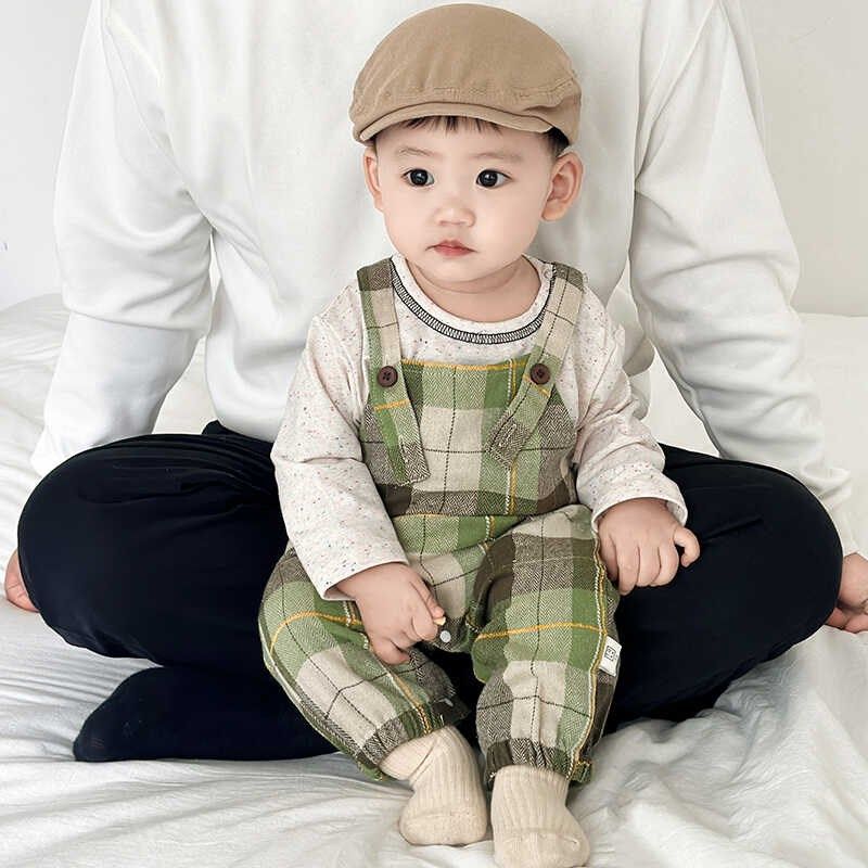 男童春秋新款套装婴幼儿卡通长袖T恤男女宝宝洋气格子休闲背带裤,童装/婴儿装/亲子装,套装,淘宝优惠券,粉丝福利购,淘宝优惠卷