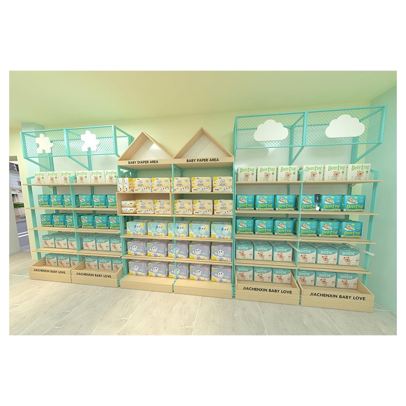 新款母婴店货架展示柜奶粉货架尿不湿展示架中岛展示台定制