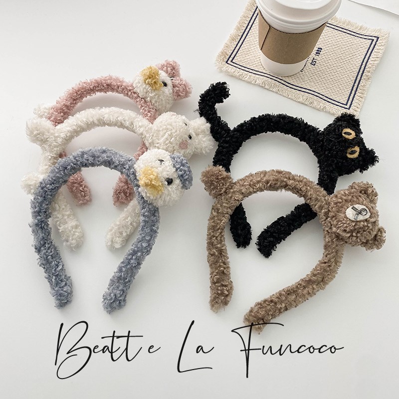 毛绒立体卡通小熊洗漱敷面膜束发带少女头饰洗脸韩国可.爱网红洗