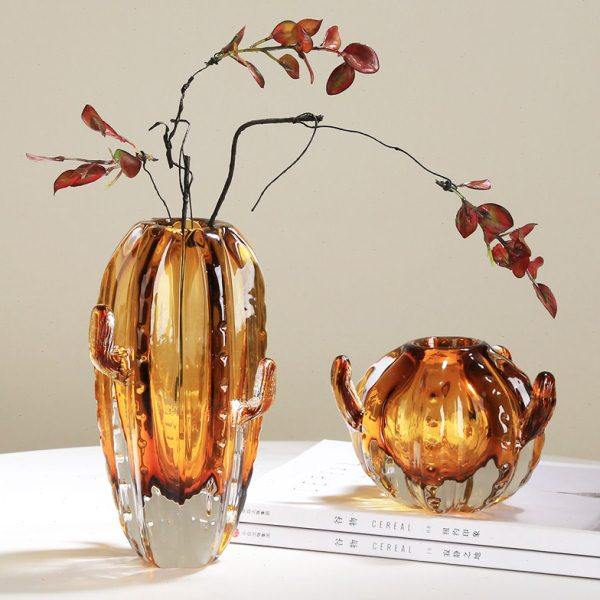 仙人掌琉璃花瓶轻奢摆件艺术客厅电视柜玄关隔断柜干花花器装饰品,家居饰品,花瓶,淘宝优惠券,粉丝福利购,淘宝优惠卷