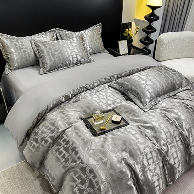 轻奢礼盒高级60S色织提花贡缎四件套法式天丝AB被套床上用品7