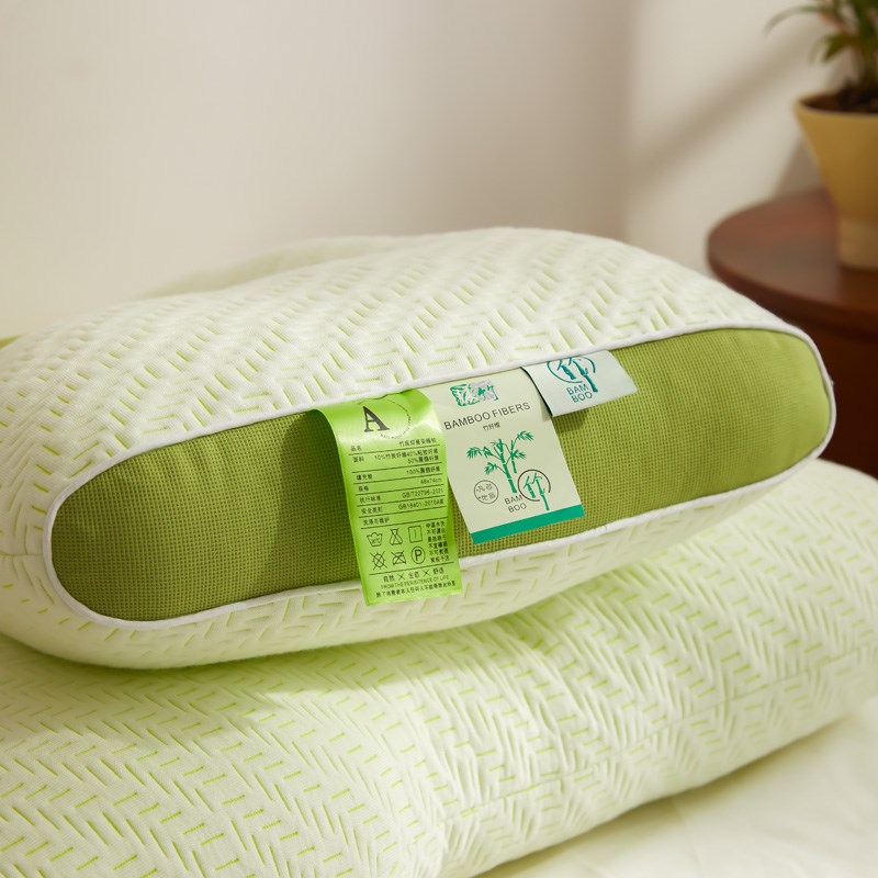 2025新款竹纤维竹炭护颈枕针织棉spa深睡按摩记忆枕芯枕头