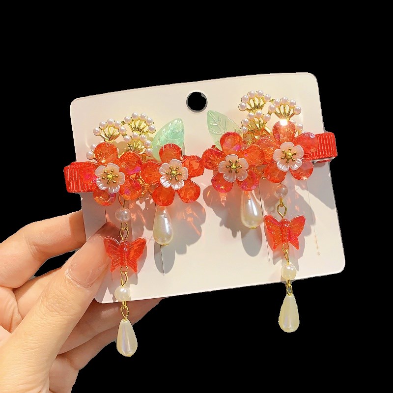 中国风儿童古风发夹小女孩头花古装汉服头饰花朵发卡节日表演发饰