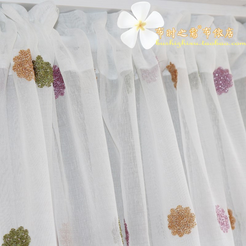 绣球花日式免打孔半帘透光纱短帘柜子隔断小帘卧室小清新文艺门帘