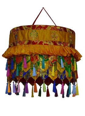 绣小八吉祥五彩宝伞藏式经堂室内供桌上方装饰面料鲜亮八宝佛宝幢