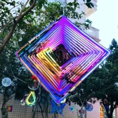 风铃供货旋转风转不锈钢创意个性 多层立体菱形家居室内外风铃