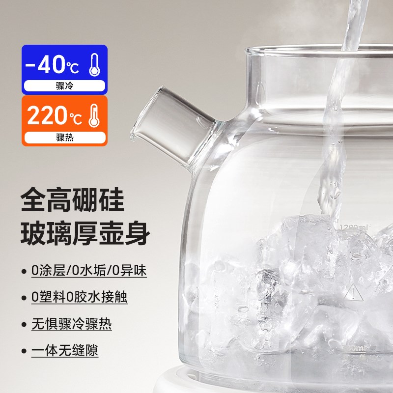 lotor小圆吨养生壶纯全玻璃烧水壶电煮茶壶办公室小型家用多功能