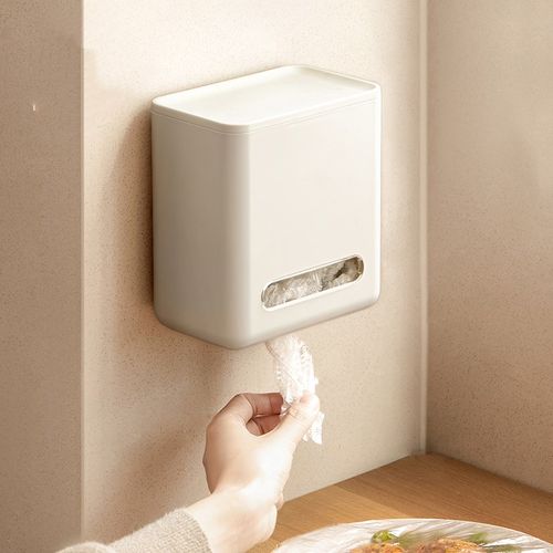保鲜膜套收纳盒免打孔壁挂抽取式一次性保鲜袋收纳盒厨房家用神器