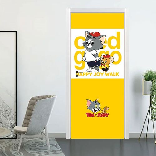 卡通门贴纸自粘翻新玻璃门木门店铺门定制门贴纸遮丑网红门贴