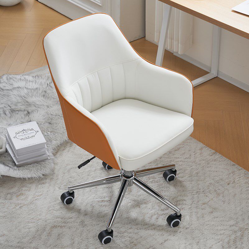 简约办公椅家用书房电脑椅皮艺设计师商务小巧椅子学生学习靠背椅