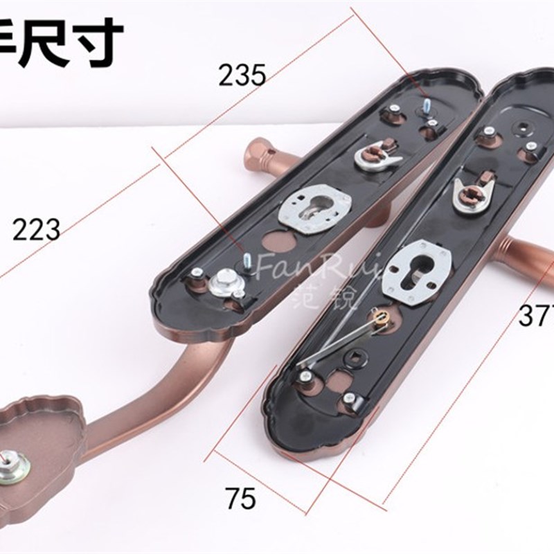大门豪华防盗门拉手双活别墅门把手全铝面板铝手柄门锁配件执手锁