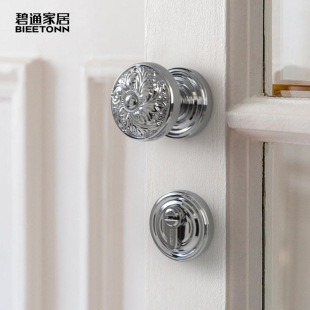 碧通创意法式 花语实心黄铜房门锁静音复古轻奢室内分锁金色磁吸锁