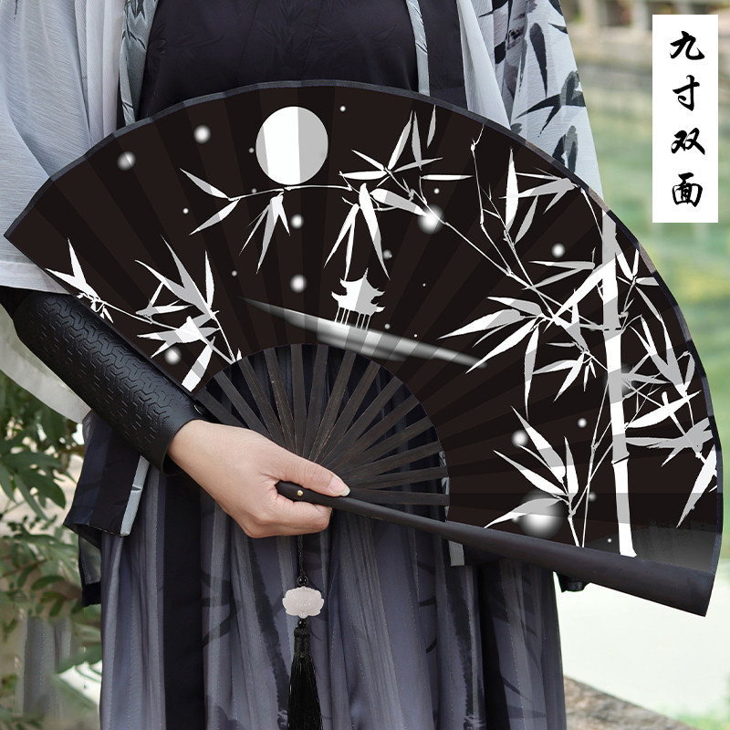 折扇中国风男扇古风复古折扇龙女扇古风折叠扇男生古装扇双面绢布,居家日用,扇子,淘宝优惠券,粉丝福利购,淘宝优惠卷