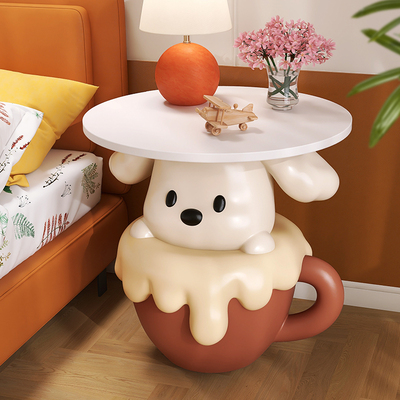 茶杯犬床头柜代替品创意卡通奶油风卧室床边柜儿童房置物架小边几