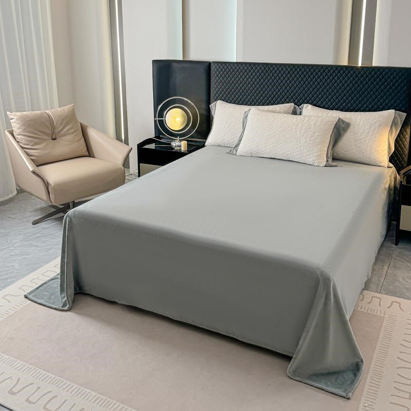 出口欧美洲冬季加绒加厚四件套灰白耐脏双面绒牛奶珊瑚绒床单被套