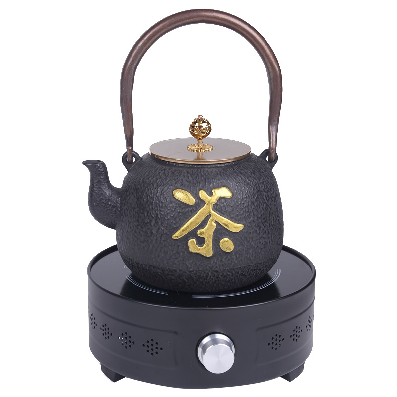双铜禅茶铁壶手工铸铁壶无涂层生铁壶电陶炉加热复古茶壶茶具家用