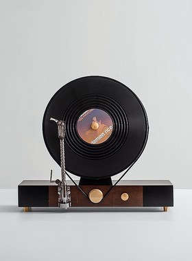 复古唱片机创意留声机摆设中古风样板间客厅餐边柜高级感软装摆件