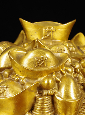 聚宝盆纯铜摆件招财聚财存钱罐家居客厅装饰品办公室桌面开业礼品