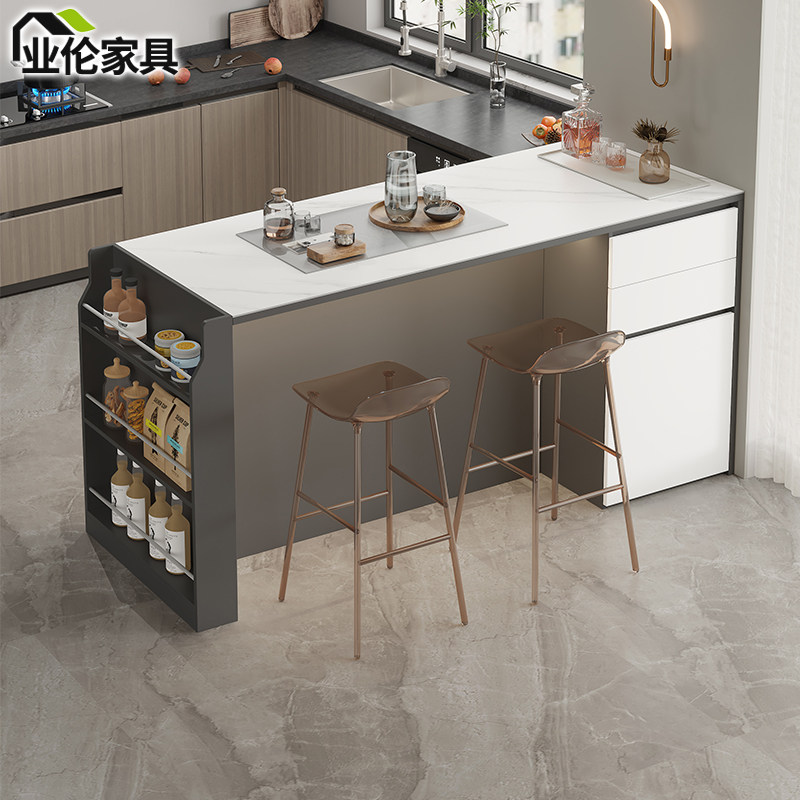 岩板厨房餐厅中导岛台餐桌一体家用省空间双面岛台吧台小户型3E59,住宅家具,岛台,淘宝优惠券,粉丝福利购,淘宝优惠卷