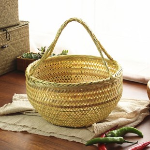 聘礼盒 提亲篮子编织手提菜篮竹篮子鸡蛋篮水果收纳竹筐竹编竹器