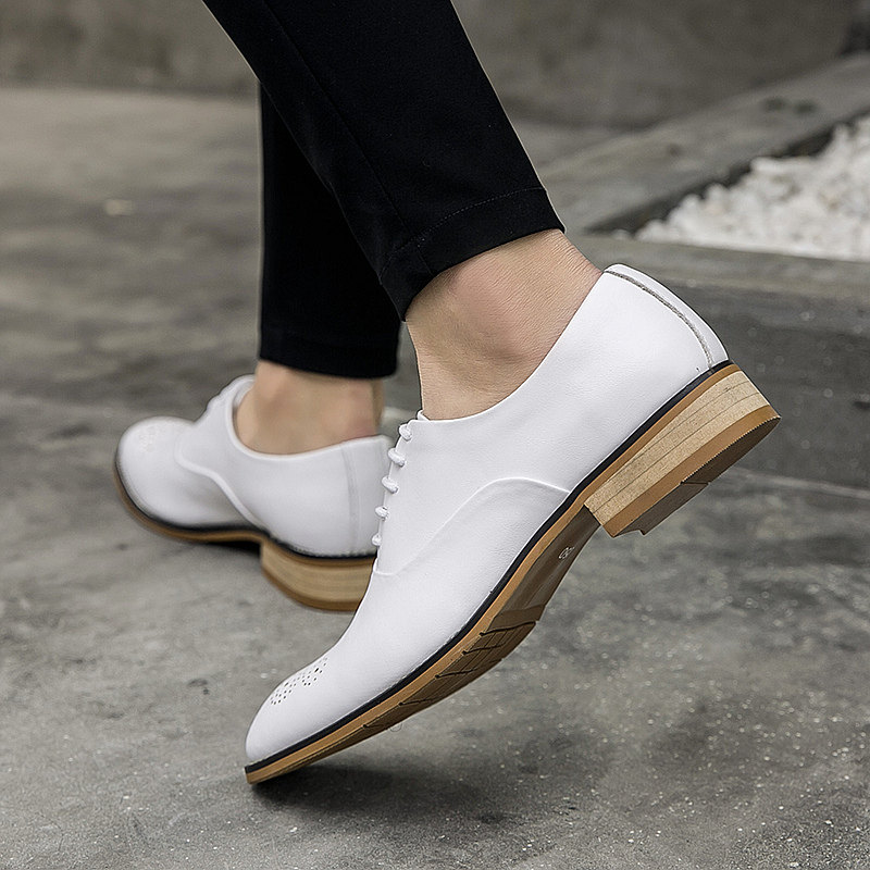 春夏季新款白色流行男鞋系带韩版英伦尖头男士皮鞋内增高婚鞋潮流,流行男鞋,单鞋,淘宝优惠券,粉丝福利购,淘宝优惠卷