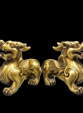铜貔貅摆件一对公母金钱纯铜貔貅家居客厅店铺皮丘摆设开业礼品