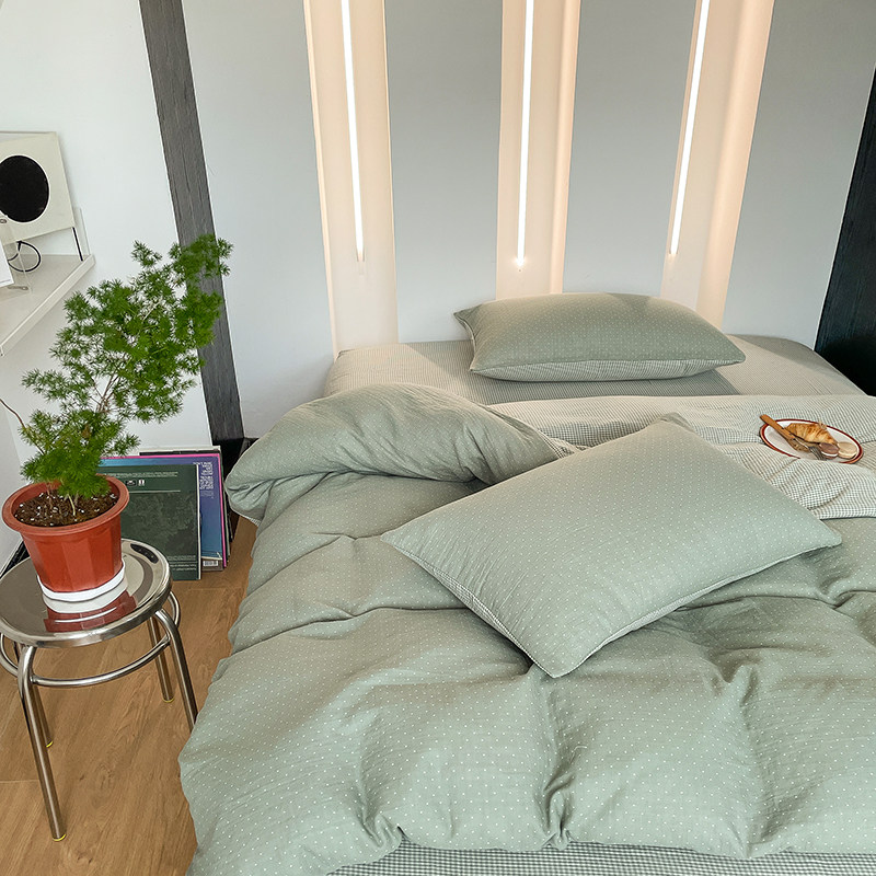 柔软透气全棉双层纱布四件套夏季床上用品单人三件套被套床单