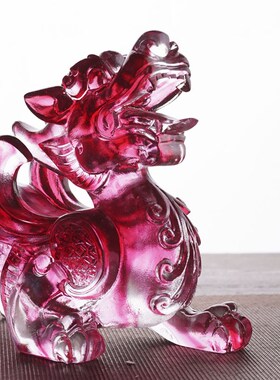 中式招财琉璃貔貅摆件一对家居水晶皮丘客厅玄关装饰品办公桌礼品