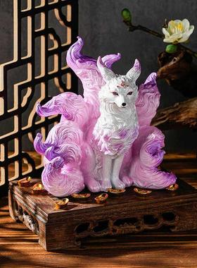 九尾狐摆件灵狐招财小狐狸仙狐佛堂神像家里摆设卧室桌面装饰礼物