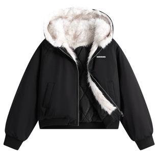 88rising加绒加厚美式棉袄外套纯色短款座山雕连帽棉服男女同款