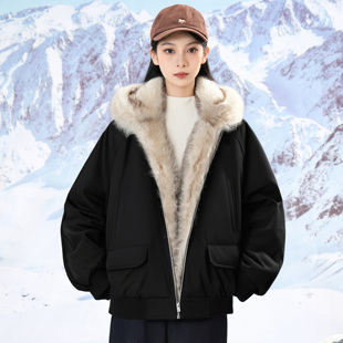 88rising美式外套座山雕派克服耐磨防风抗寒大毛领羽绒服男女同款