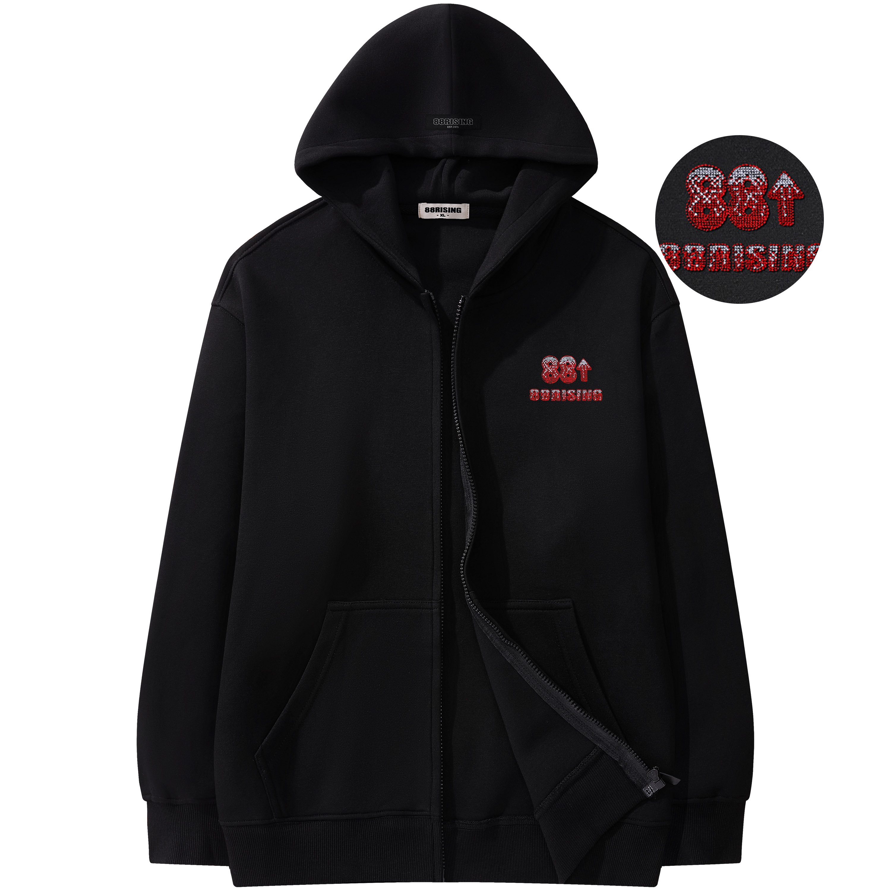 88rising刺绣落肩开衫卫衣外套