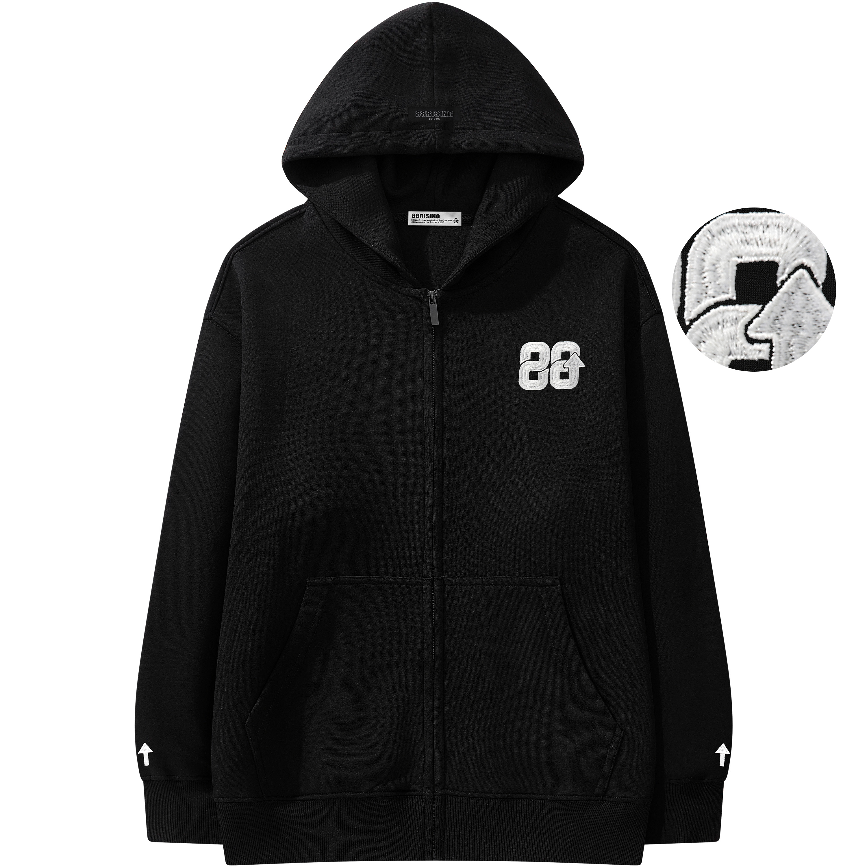 88rising刺绣开衫外套连帽卫衣