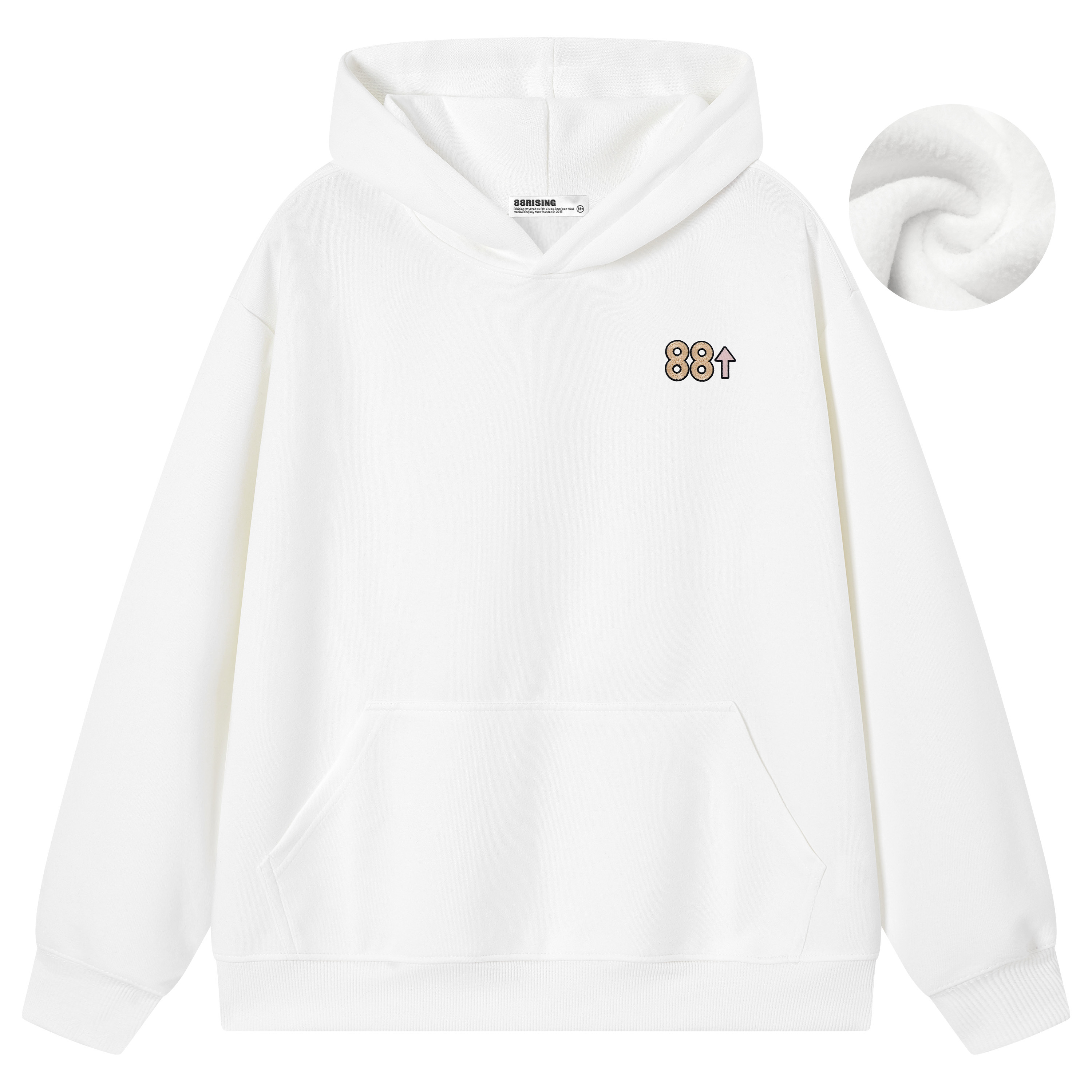 八八上升字母刺绣加绒连帽卫衣