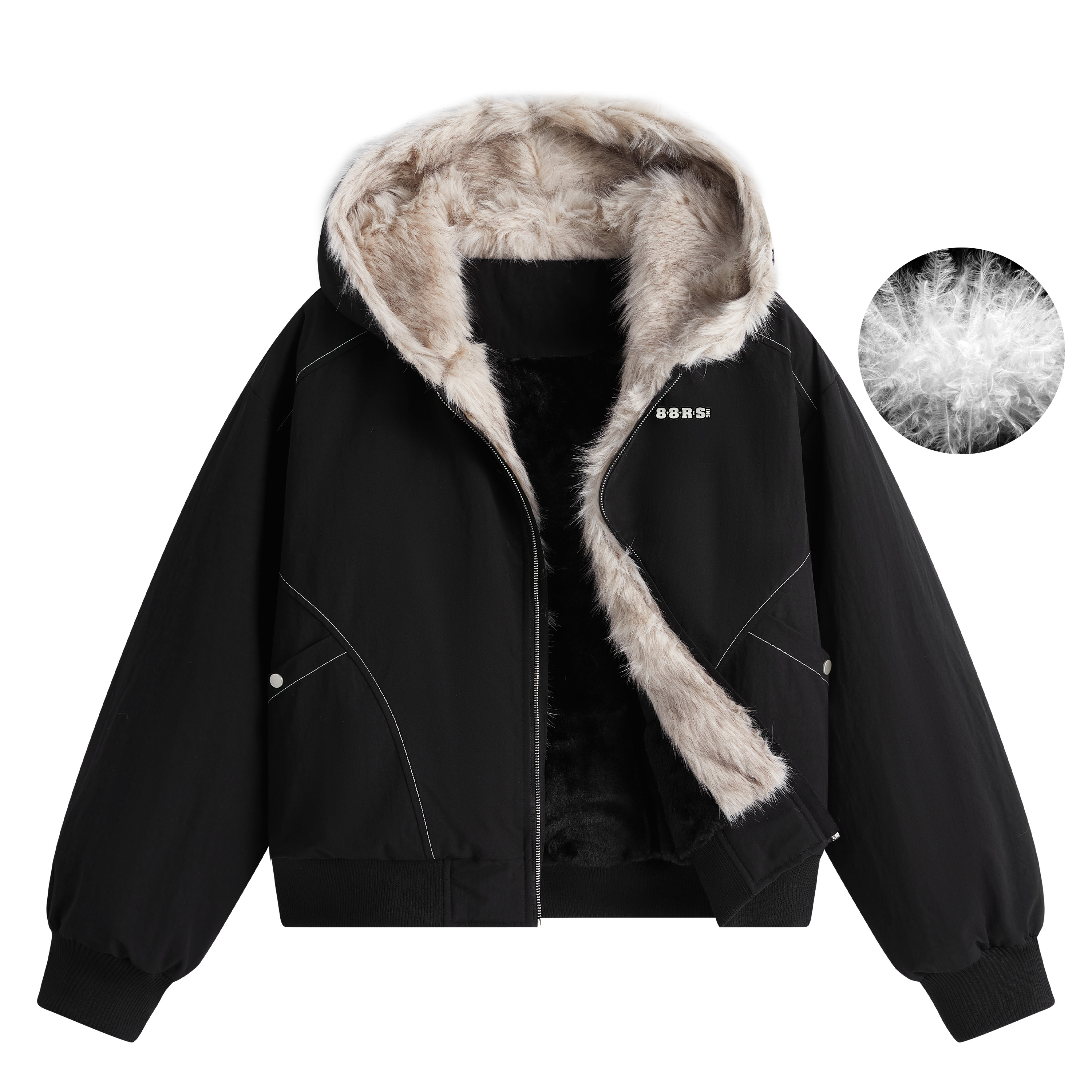88rising座山雕连帽落肩羽绒服