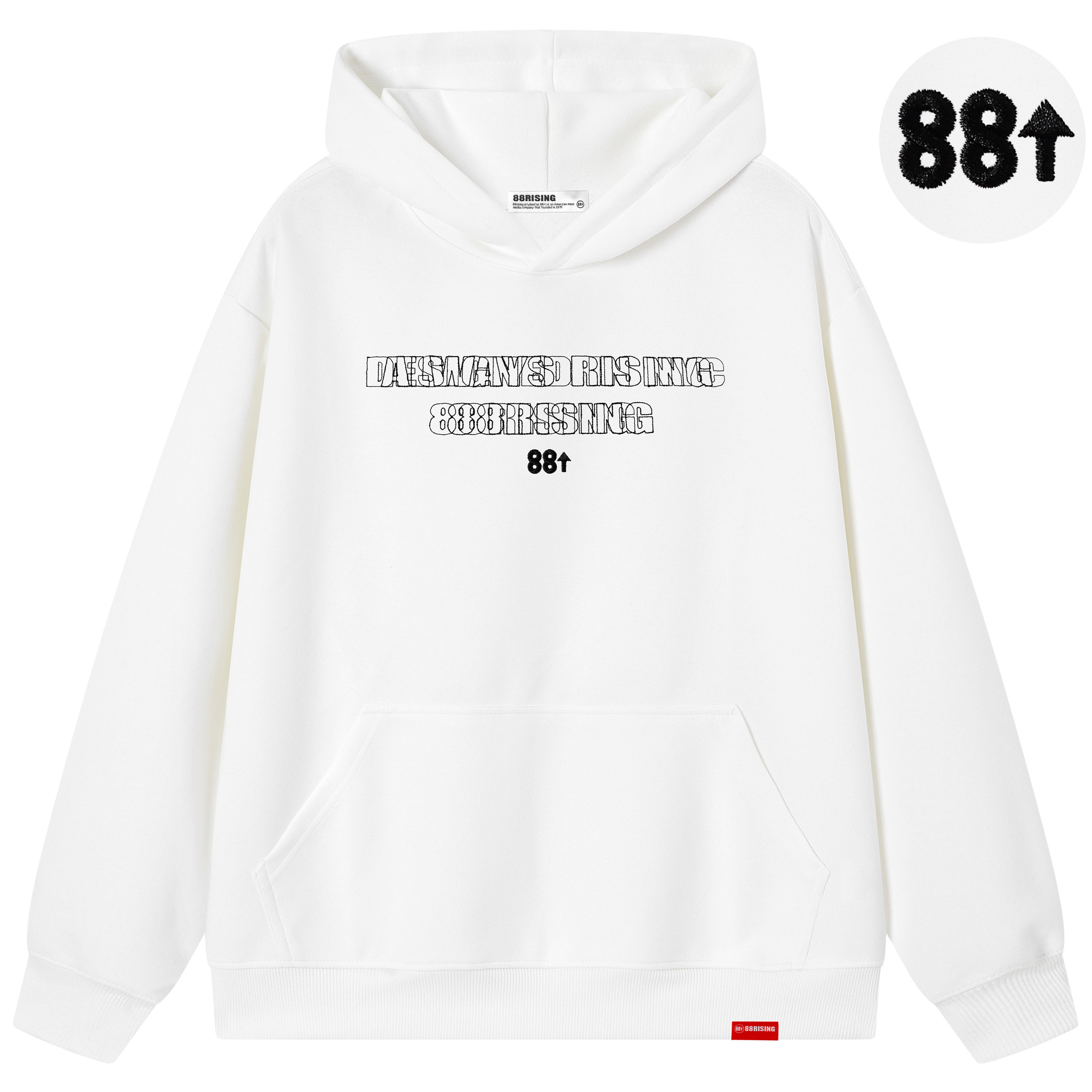 88rising刺绣休闲情侣连帽卫衣