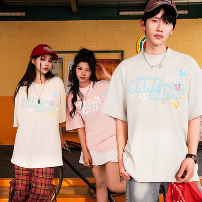 88rising纯棉美式彩蝶刺绣短袖衫