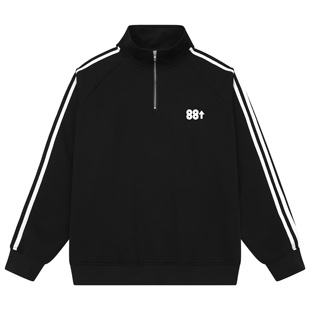 88rising美式复古三条杠半拉链立领外套宽松休闲百搭卫衣男女同款