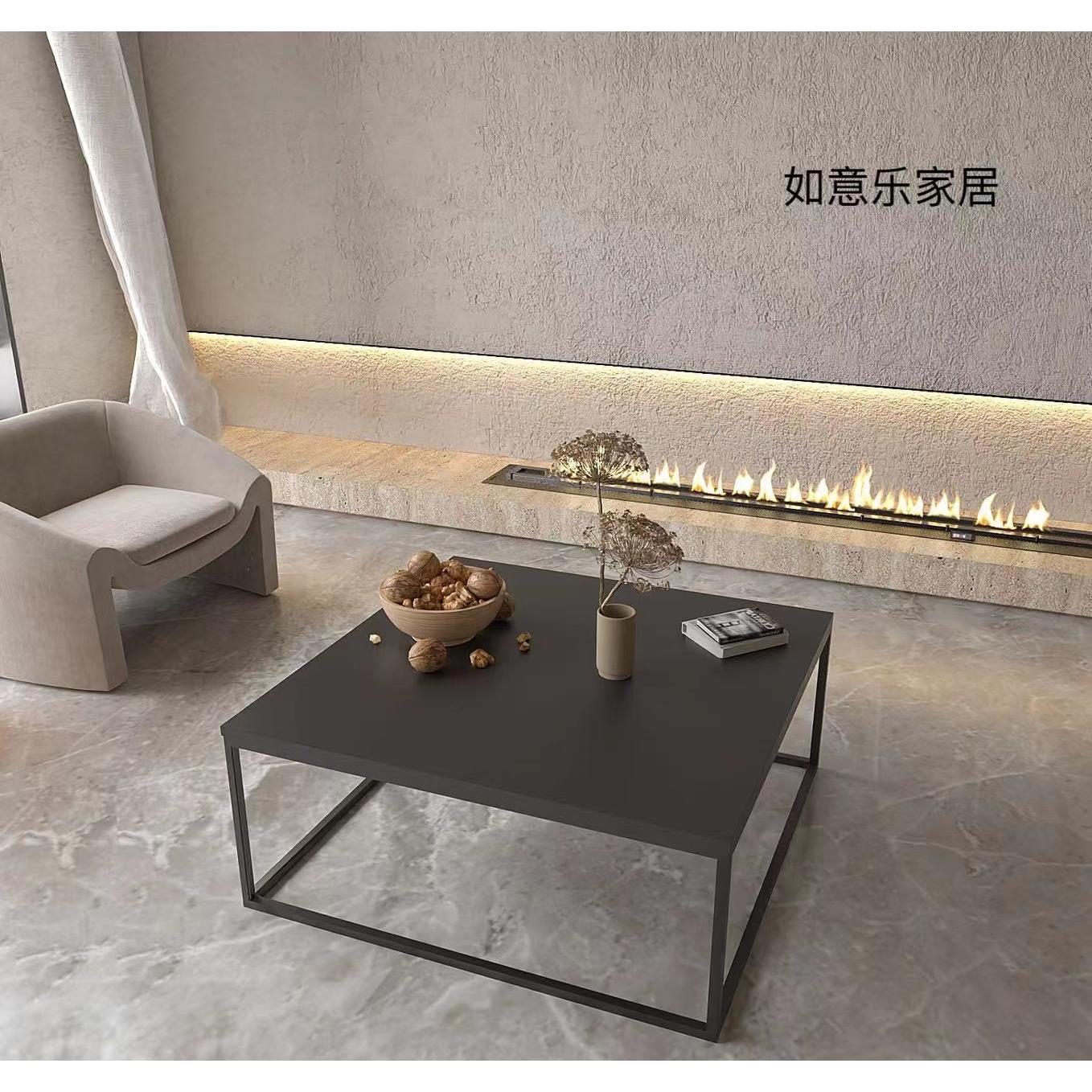 简约铁艺岩板小茶几客厅小户型轻奢创意茶桌现代高级感正方形矮桌