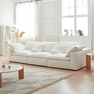 云沙发cloud侘寂设计师客厅白色亚麻布艺羽绒组合奶油风沙发新款