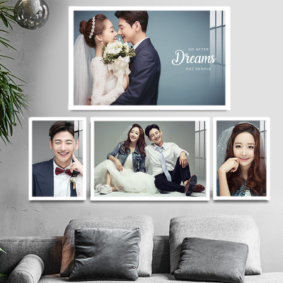 定制婚纱照相框挂墙水晶组合加全家福相片冲印卧室床头结婚照制作