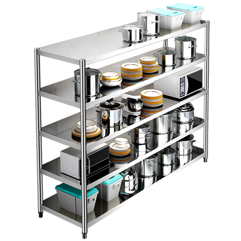 不锈钢货架商用仓储厨房加厚重型落地式超市置物架多层展示快递柜