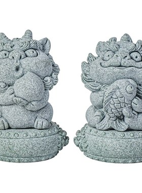 新中式寿比南山年年有鱼一对生日礼物小众高级茶宠摆件桌面装饰品