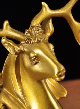 黄铜梅花鹿摆件招财聚宝盆家居客厅酒柜玄关装饰品开业乔迁送礼品