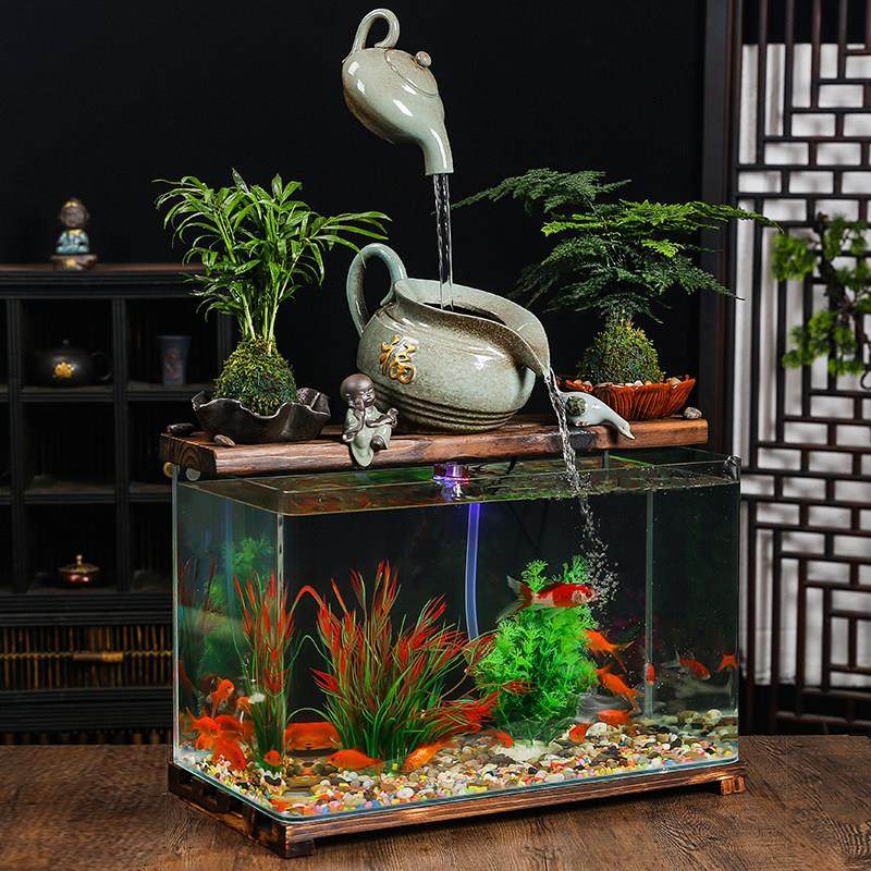 RHE招财流循环玻缸璃水金鱼家用懒人免换水生态加自循环过滤制氧,家居饰品,流水摆件,淘宝优惠券,粉丝福利购,淘宝优惠卷