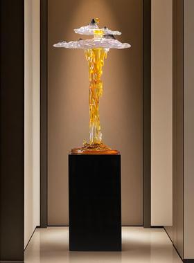 入户门玄风流水假山屏客厅关电视大号高山柜竖高落地大摆件开业乔