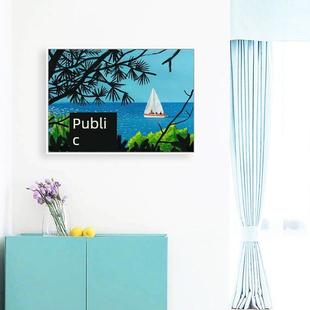 冲浪海景仪表箱饰翻转装 开关壁画画酒AXE配店B&B电箱阻塞挂画