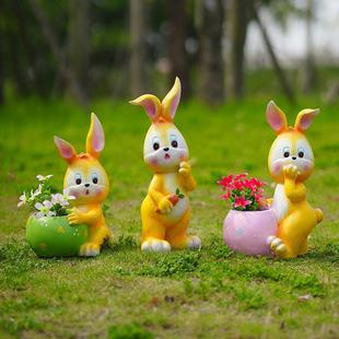 户外花园庭院物装 饰摆件兔子树玻脂璃钢别墅幼儿园动UZP雕塑草艺